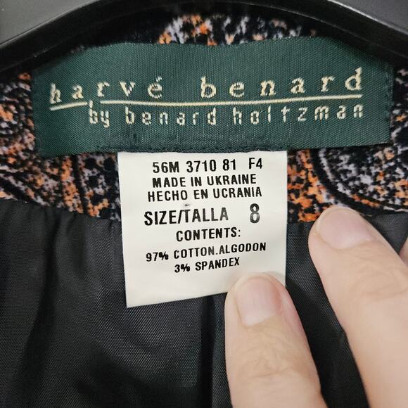 VTG Harve Benard Paisley Velvet Jacket Sz 8 Medium Button Closure Black/Orange - Picture 7 of 7